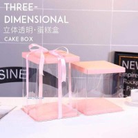 廠家直銷全透明PET單雙層加高千層蛋糕盒三合一生日蛋糕盒子定制
