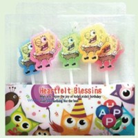 供應生日用品：卡通蠟燭海綿寶寶