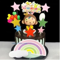 生日插件套組蛋糕擺件小猴子生日玩具DIY蛋糕套組