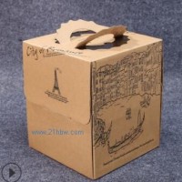 供應廠家直銷6寸8寸10寸12雙層加高手提牛皮紙蛋糕盒烘焙包裝盒