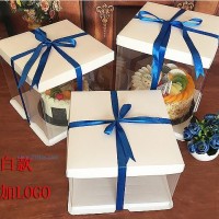 白色透明蛋糕盒單層雙層加高透明芭比翻糖盒烘焙包裝廠可LOGO