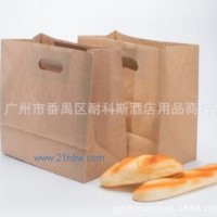 供應方底外賣快餐盒麥當勞牛皮紙沖孔手提手拎外賣打包袋現(xiàn)貨可定制印