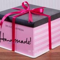烘焙包裝手提禮盒 膠印西點(diǎn)盒方形三合一生日蛋糕盒定做