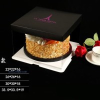 批發(fā)鐵塔6寸8寸10寸12寸透明烘焙包裝方形生日蛋糕盒包郵訂制LOGO