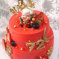 蛋糕壽星擺件長輩生日蛋糕健康長壽插件