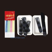 供應(yīng)生日用品：刀叉勺盤蠟燭套餐組合25