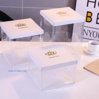 定制透明生日蛋糕盒4寸6寸8寸10寸-14寸雙層氣球蛋糕盒批發(fā)訂LOGO