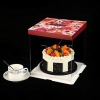 烘焙包裝4/6/8/10/12/14寸塑料透明圍邊可視生日蛋糕盒 不含絲帶 舉報