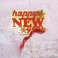 新春款蛋糕插牌-英文新年快樂