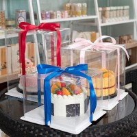 供應三合一全透明生日蛋糕盒子4 6 8 10 12 14寸雙層加高廠家批發(fā)定制