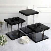 供應(yīng)黑色透明蛋糕盒