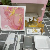 生日帽、蛋糕盒、刀叉組合