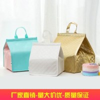 金色蛋糕保溫袋外賣(mài)打包鐳射手提保溫袋無(wú)紡布袋印logo冷藏保鮮袋
