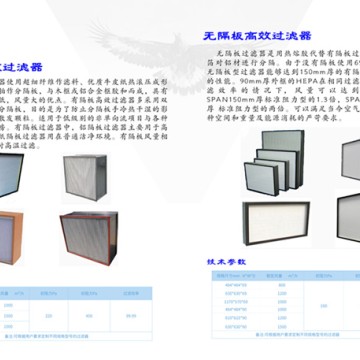 有隔板高效過濾器、無隔板高效過濾器